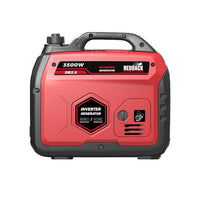 Redback RB3.5 quiet inverter generator showing muffler and noise insulated housing