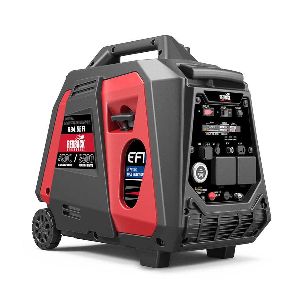 Redback RB4.5 EFI inverter generator 4500W with inbuilt trolley and wheels