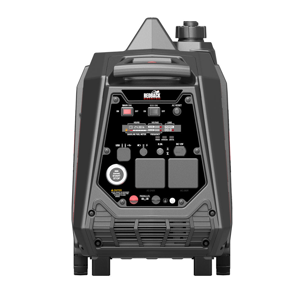 4.5kVA EFI generator RB4.5 front showing 15A outlet and electric start button