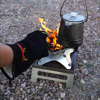 Winnerwell heat-resistant camping gloves close-up showing heat protection material
