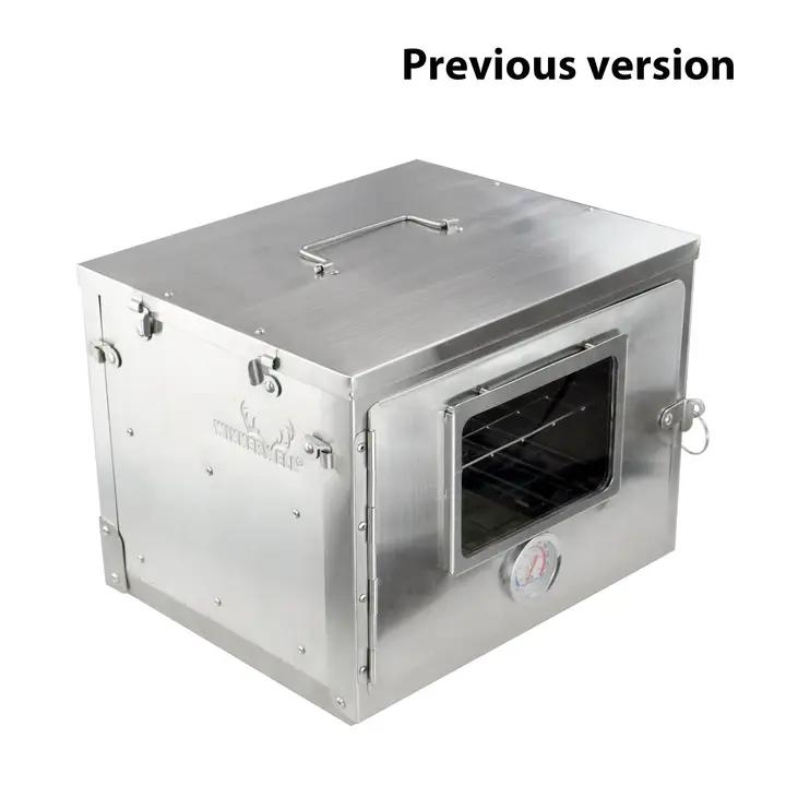 Portable oven for camping baking bread and biscuits outdoors on camp stove