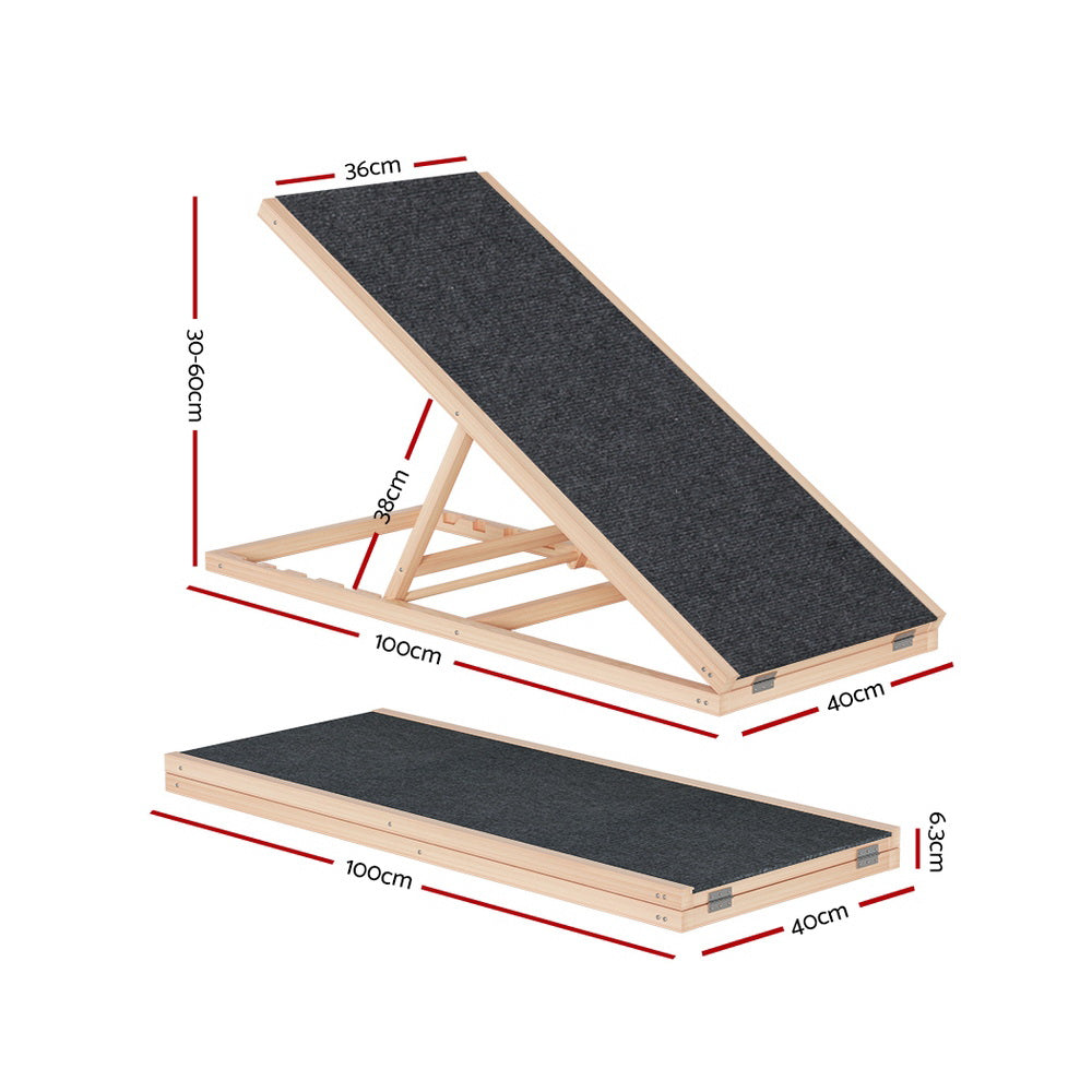 Dog ramp for dachshunds dimensions - large 100cm ramp adjustable 30cm to 60cm