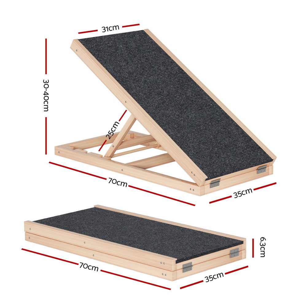 Small dachshund ramp dimensions - 70cm long with 30cm and 40cm height settings
