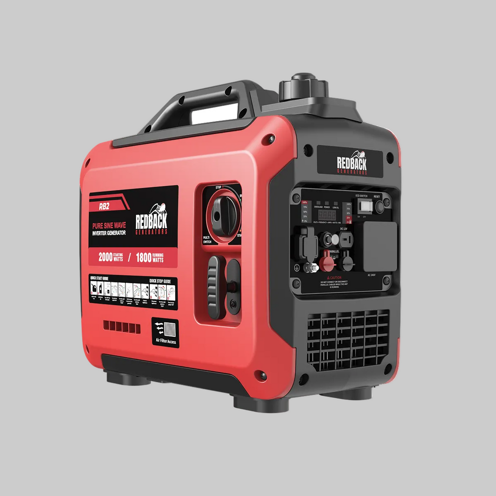 Redback RB2 portable inverter generator 2000W 2kVA red and black compact design with top handle