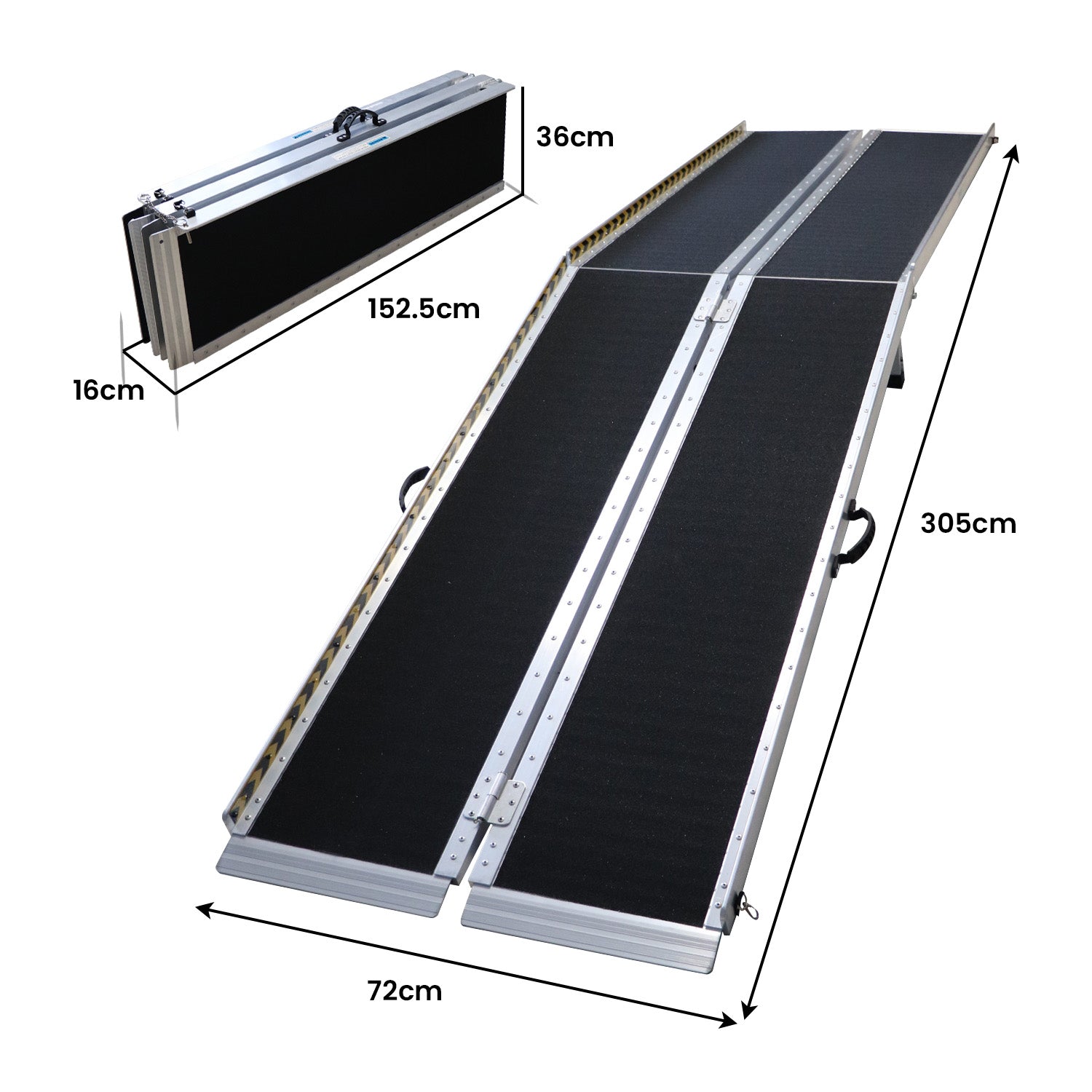 2 Leg Ramp 3m Long Aluminium Wheelchair Ramp With Leg Support - 275kg