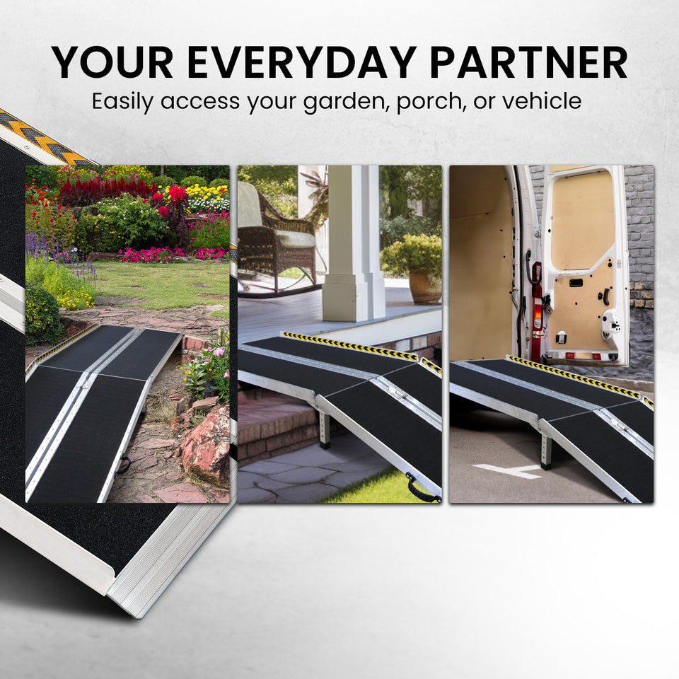 3m Long Aluminium Wheelchair Ramp With Leg Support - 275kg