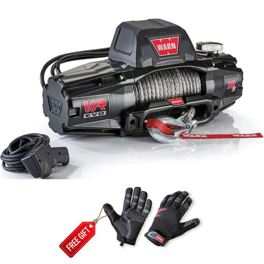 Warn VR Evo 12-s winch with gloves