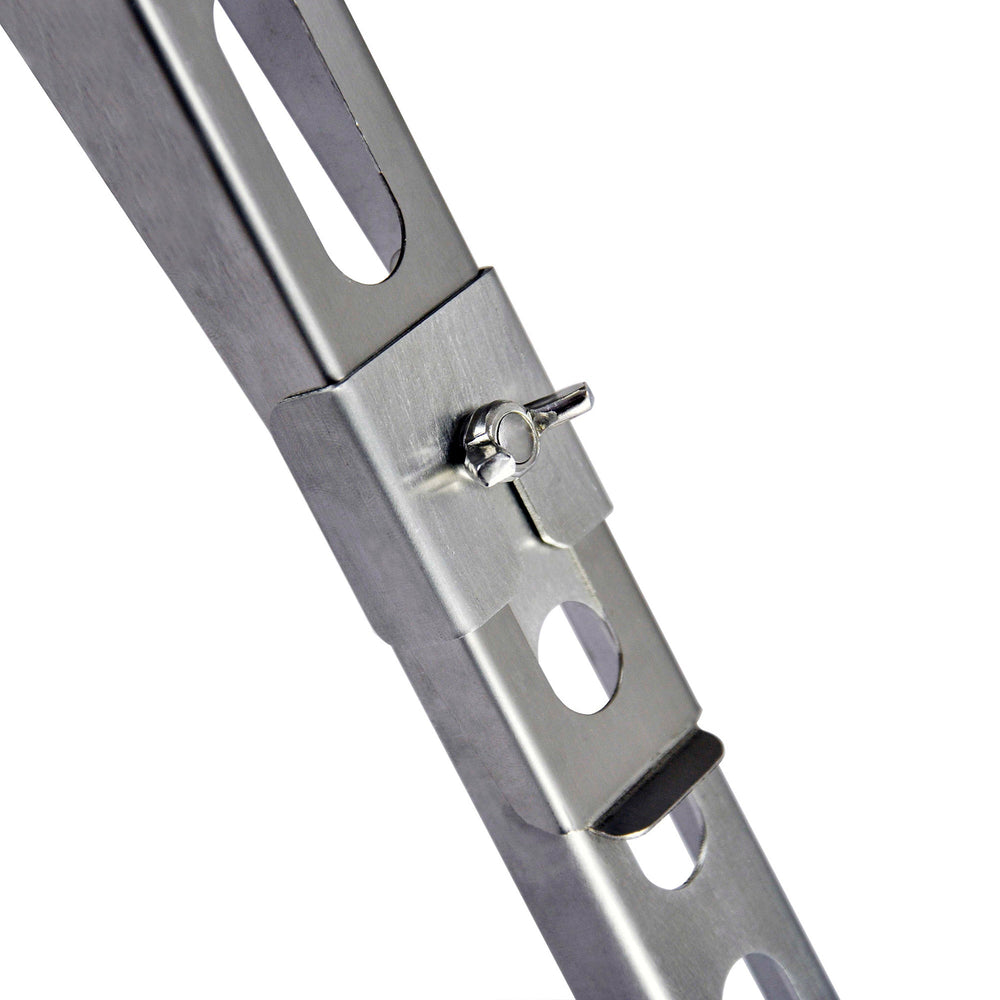 Tent stove extension legs fitted to Winnerwell Nomad showing raised stove height for hot tent camping