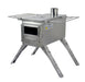 Camping stove extension legs installed on Winnerwell Nomad raising stove to comfortable height