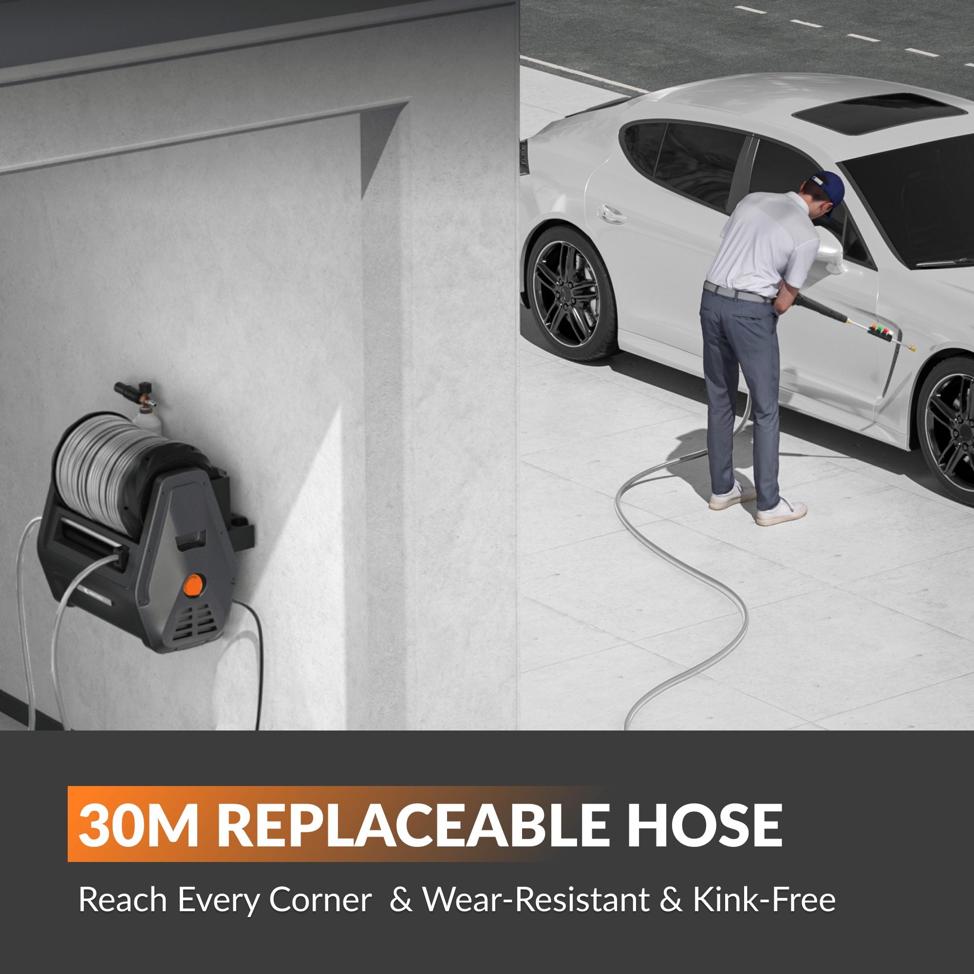 Grandfalls Plus pressure washer 30m replaceable hose