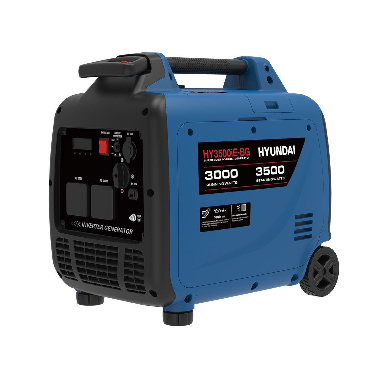 Hyundai HY3500iE electric start inverter generator front view