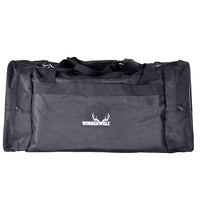 Winnerwell stove carrying bag packed with camping stove and chimney pipe accessories