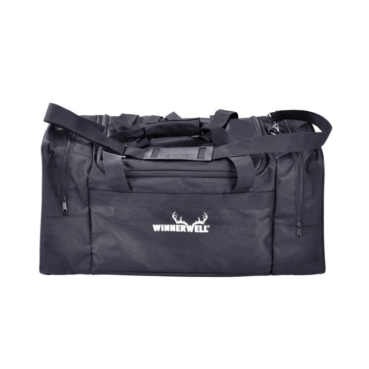 Winnerwell M-sized stove bag packed showing main compartment and side pockets