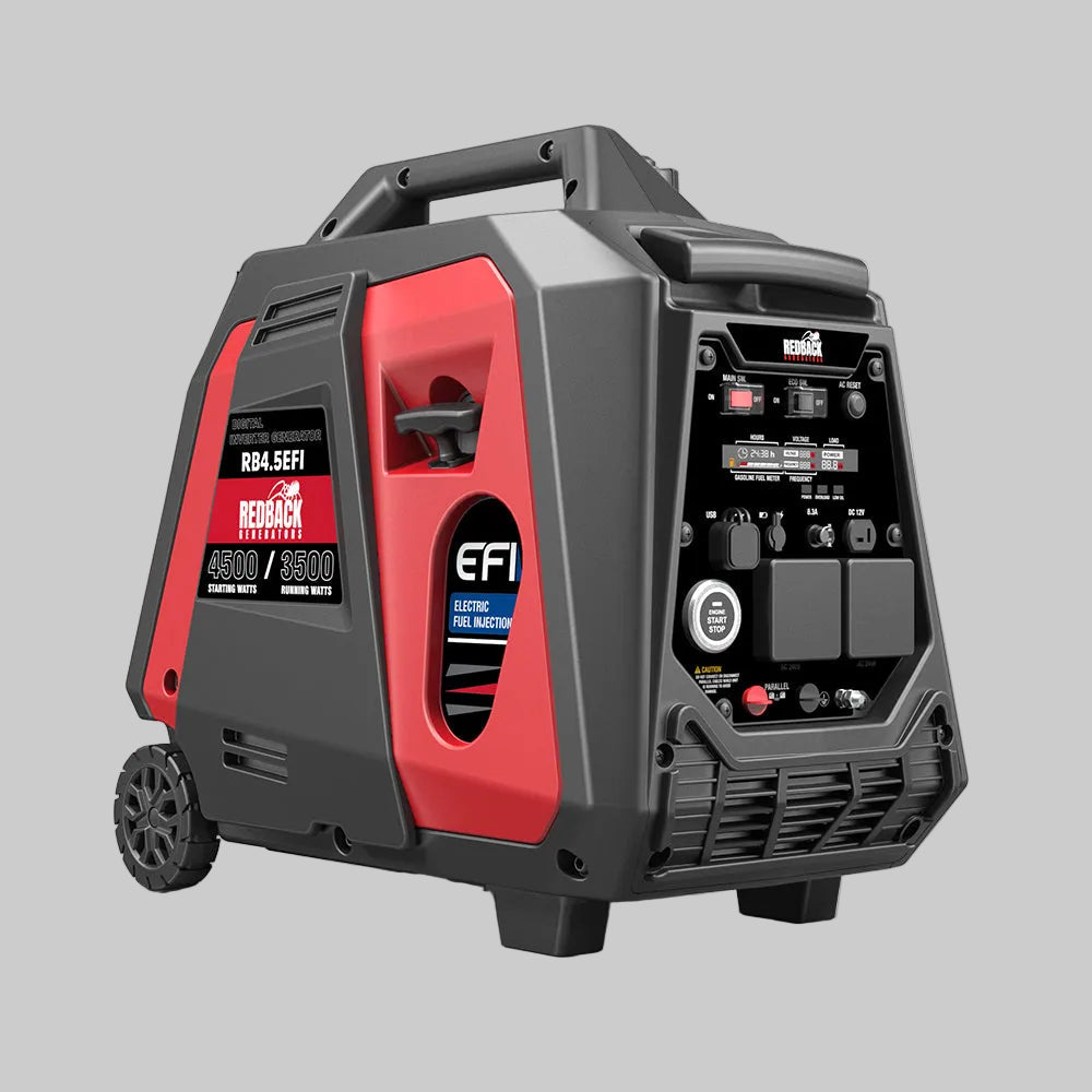 Redback RB4.5 EFI inverter generator 4500W with inbuilt trolley and wheels
