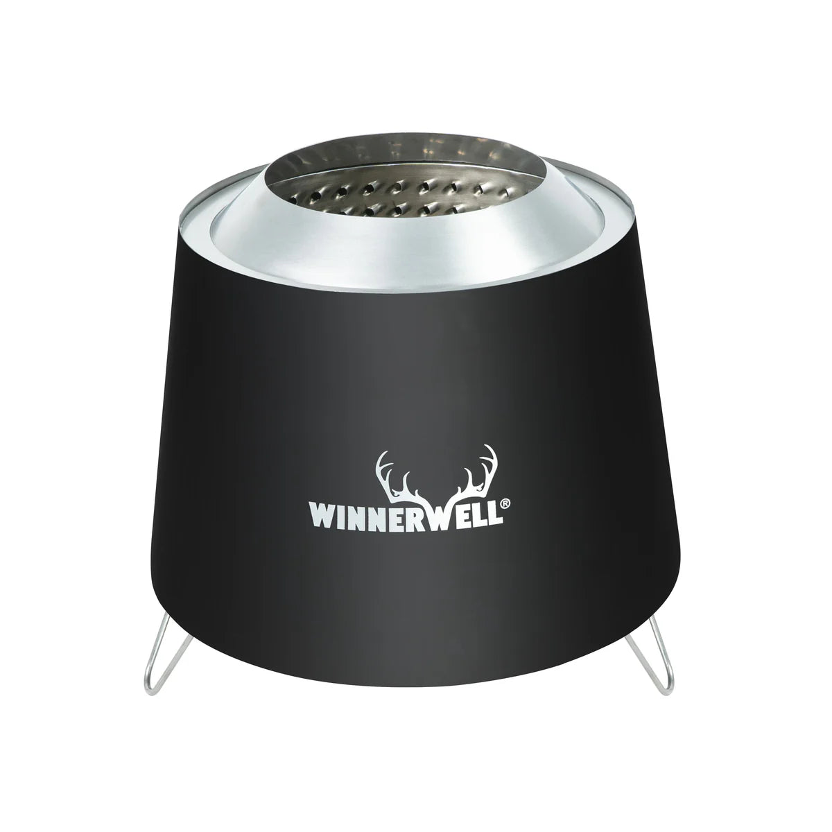 low smoke winnerwell vortex smokeless fire pit assembled on white background