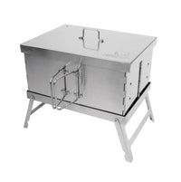 Winnerwell Flat Smoker folded flat — ultra-compact portable food smoker for backpacking and camping