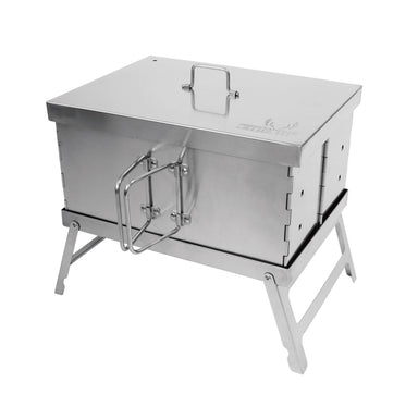 Winnerwell Flat Smoker folded flat — ultra-compact portable food smoker for backpacking and camping