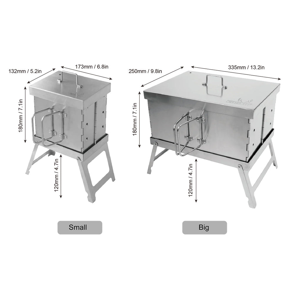 Winnerwell Mini and Standard Flat Smoker size comparison — two sizes of portable camping smoker